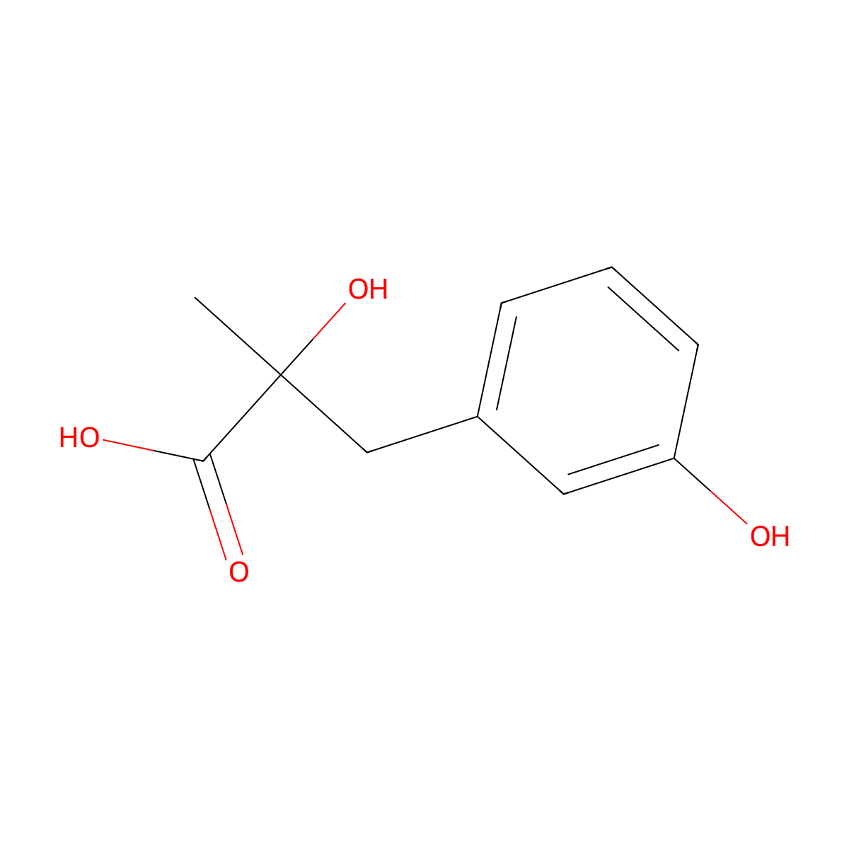 2-Hydroxy-3-(3-hydroxyphenyl)-2-methylpropanoic acid molecular structure, CAS 1784317-66-3