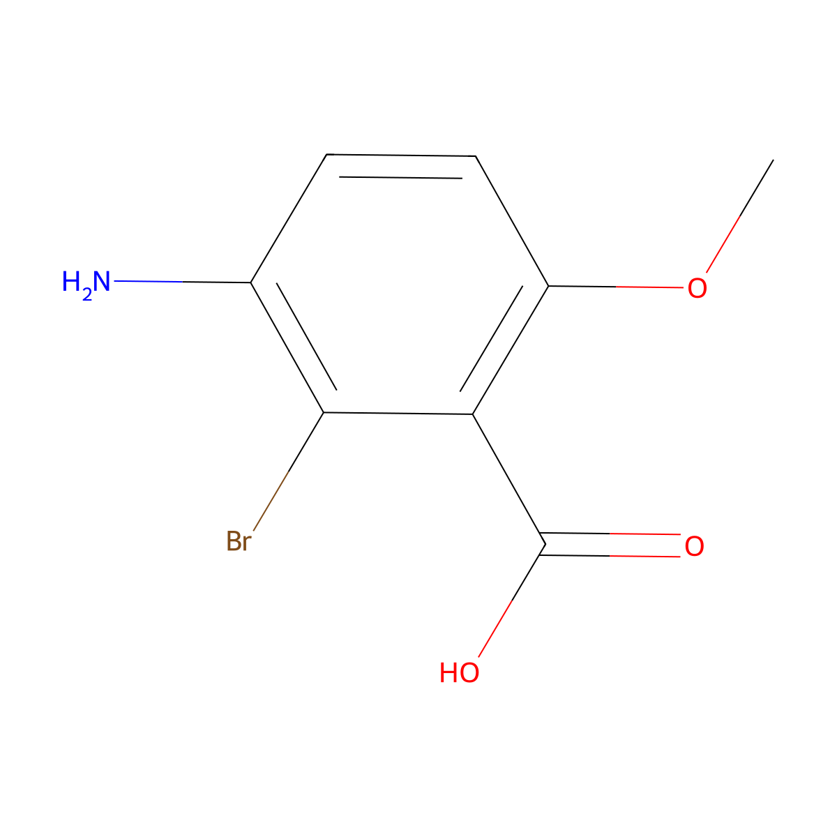 3-Amino-2-bromo-6-methoxybenzoic acid molecular structure, CAS 1784318-73-5