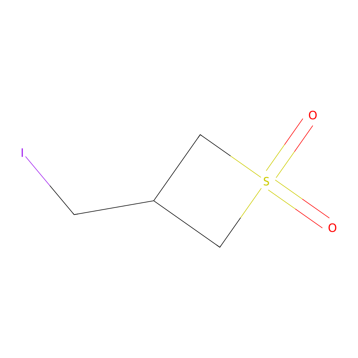 3-(Iodomethyl)-1lambda6-thietane-1,1-dione molecular structure, CAS 1784319-34-1