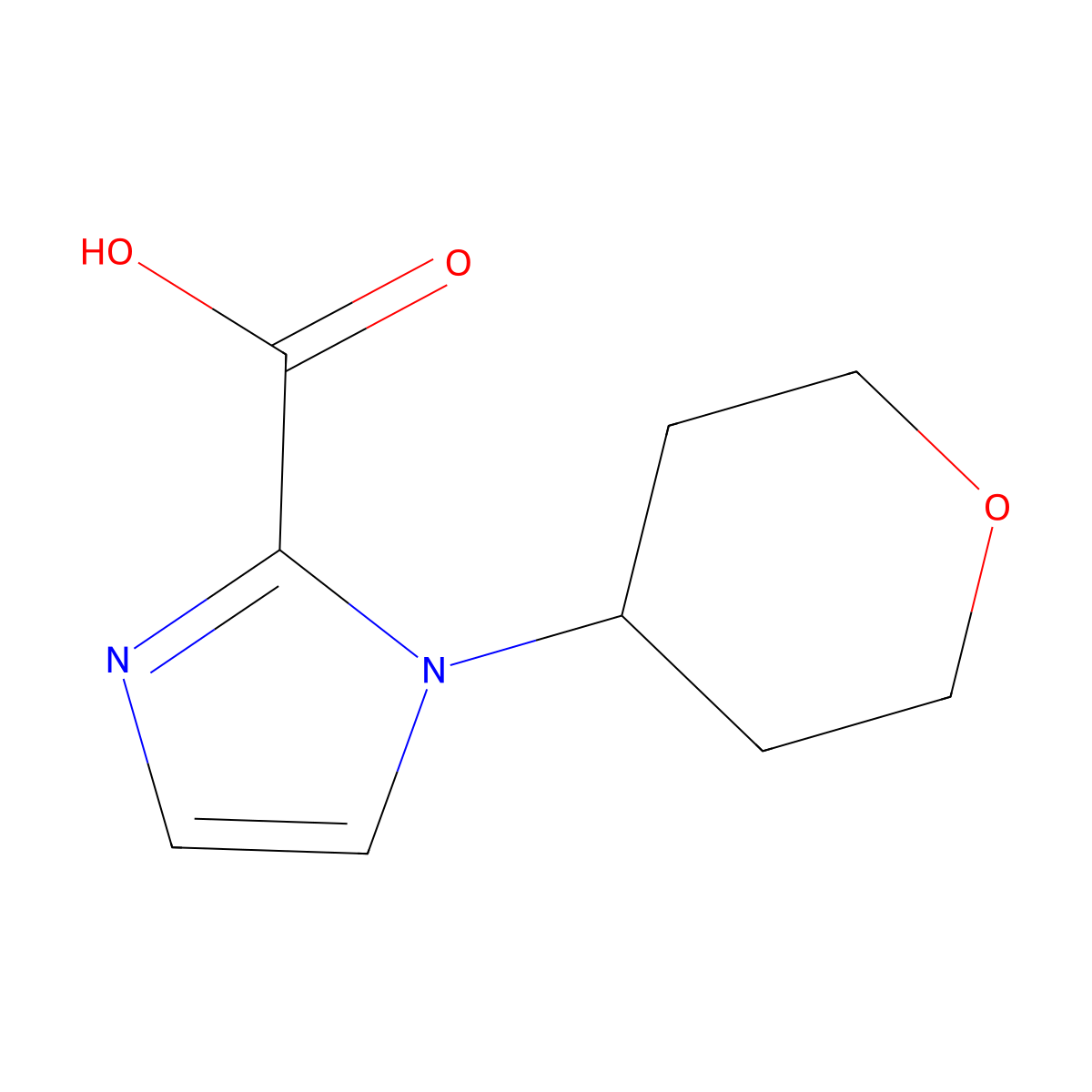 1-(Tetrahydro-2H-pyran-4-yl)-1H-imidazole-2-carboxylic acid molecular structure, CAS 1784319-42-1