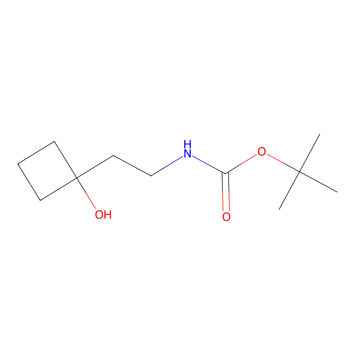 tert-butyl N-[2-(1-hydroxycyclobutyl)ethyl]carbamate molecular structure, CAS 1784323-44-9