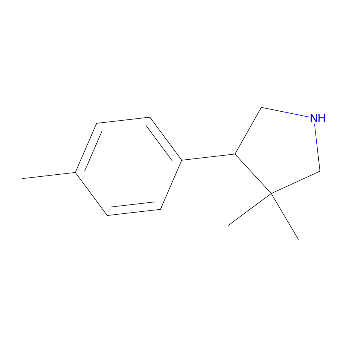 3,3-Dimethyl-4-(4-methylphenyl)pyrrolidine molecular structure, CAS 1784325-91-2