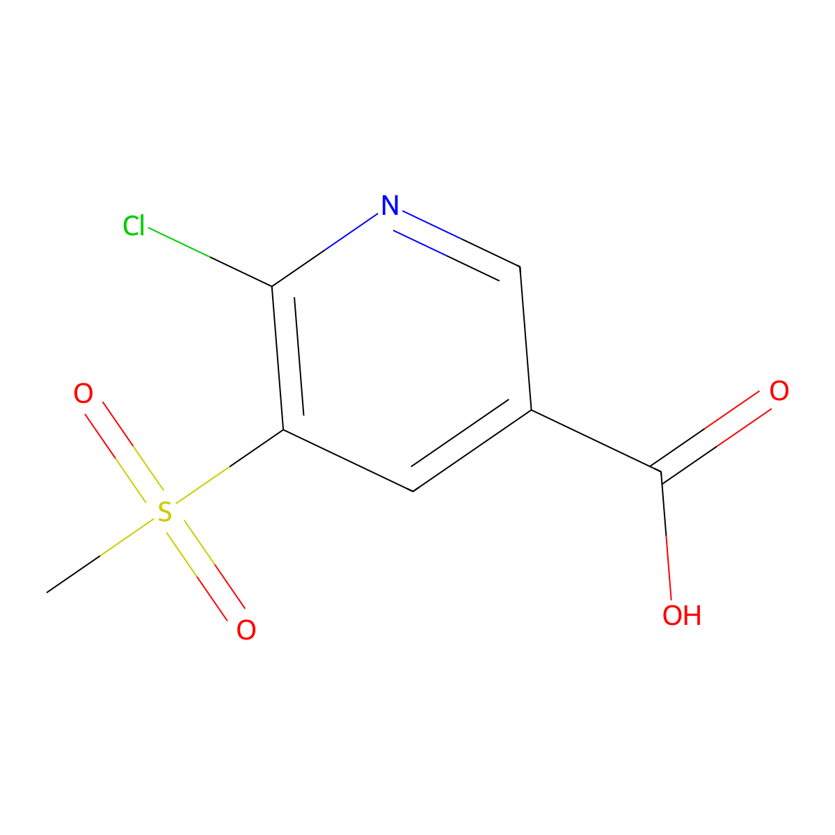 6-Chloro-5-methanesulfonylpyridine-3-carboxylic acid molecular structure, CAS 1784328-68-2