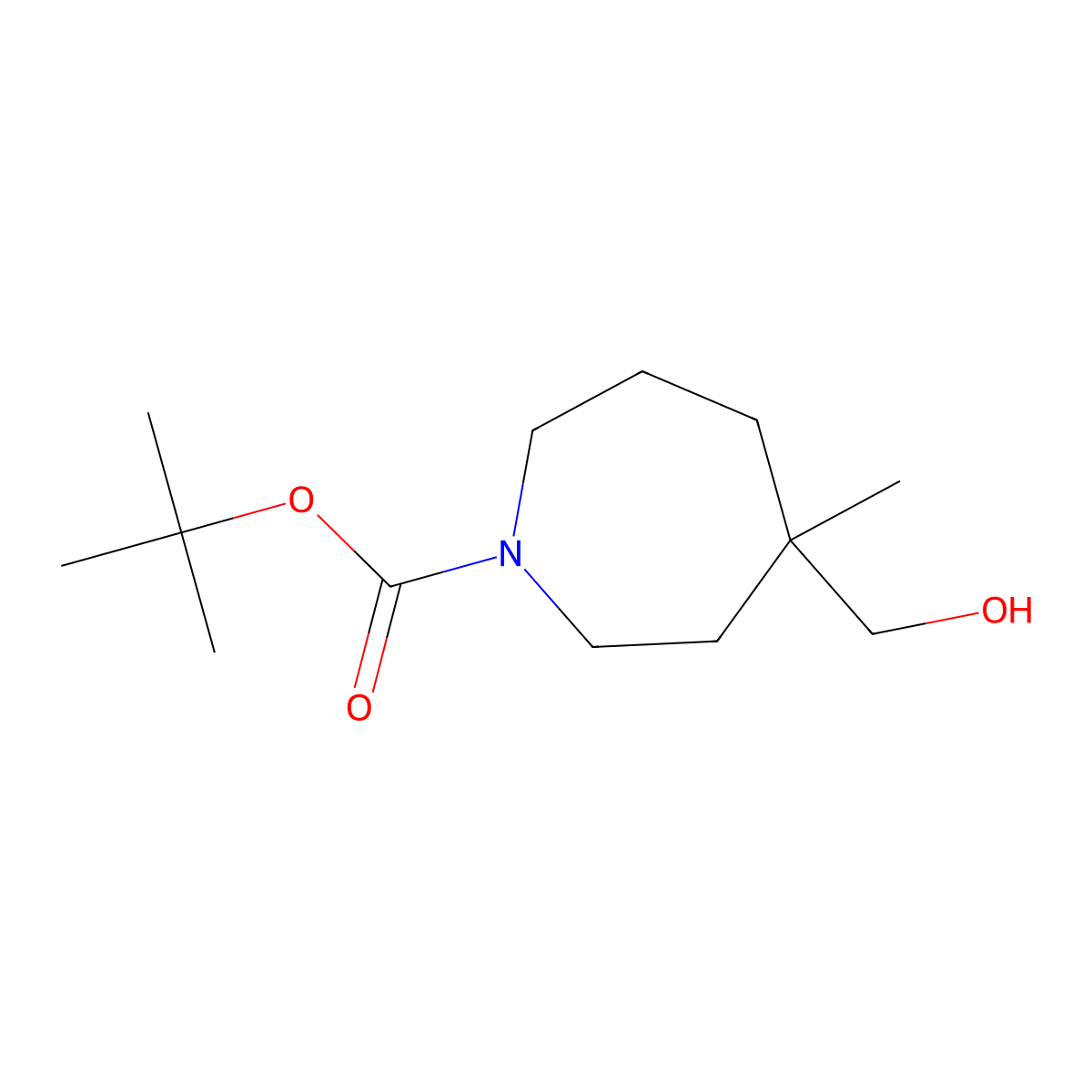 tert-Butyl 4-(hydroxymethyl)-4-methylazepane-1-carboxylate molecular structure, CAS 1784330-66-0