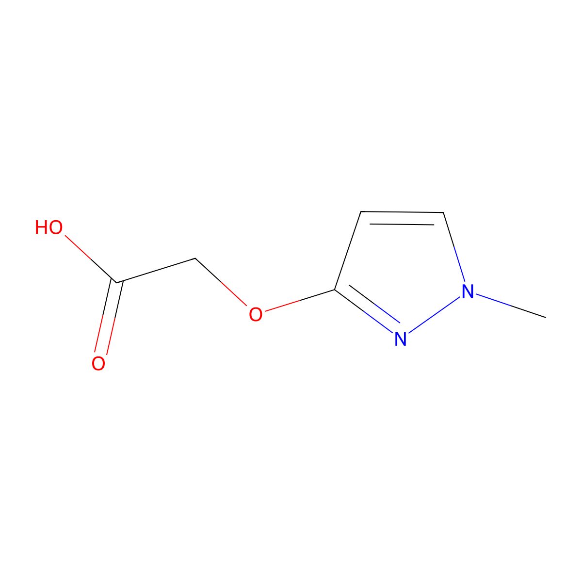 2-((1-Methyl-1H-pyrazol-3-yl)oxy)acetic acid molecular structure, CAS 1784334-59-3