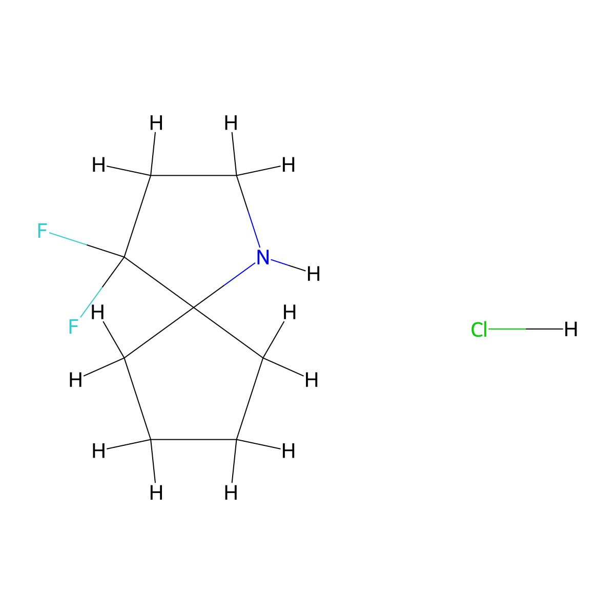 4,4-Difluoro-1-azaspiro[4.4]nonane hydrochloride molecular structure, CAS 1784334-69-5