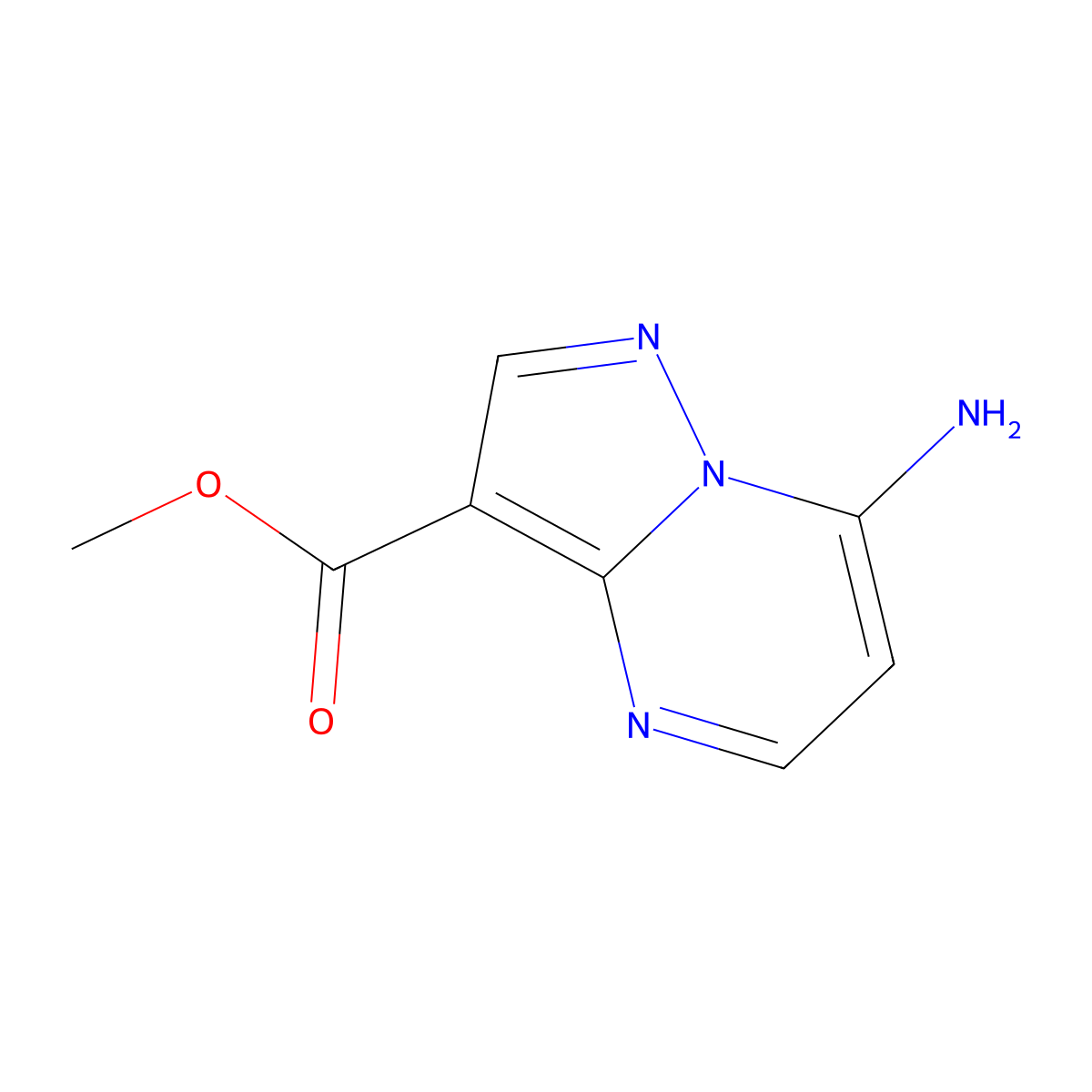 Methyl 7-aminopyrazolo[1,5-a]pyrimidine-3-carboxylate molecular structure, CAS 1784334-86-6