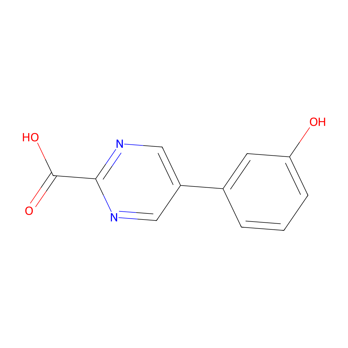 5-(3-Hydroxyphenyl)pyrimidine-2-carboxylic acid molecular structure, CAS 1784334-96-8