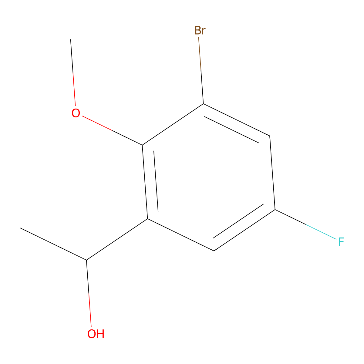 1-(3-Bromo-5-fluoro-2-methoxyphenyl)ethanol molecular structure, CAS 1784335-99-4