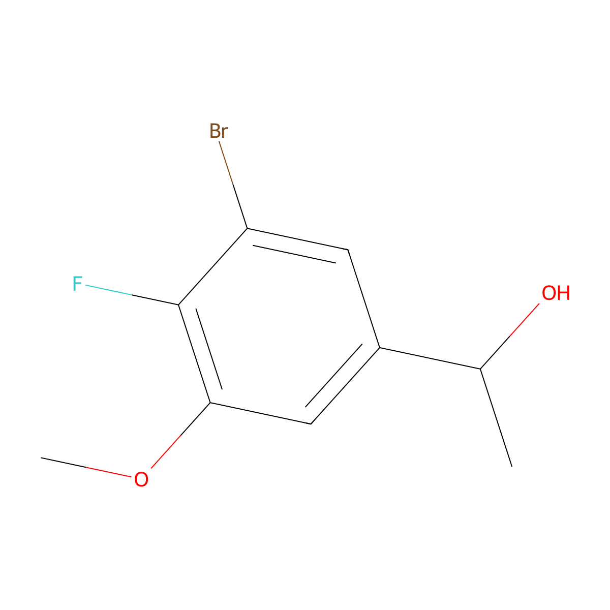 3-Bromo-4-fluoro-5-methoxy-alpha-methylbenZenemethanol molecular structure, CAS 1784336-14-6