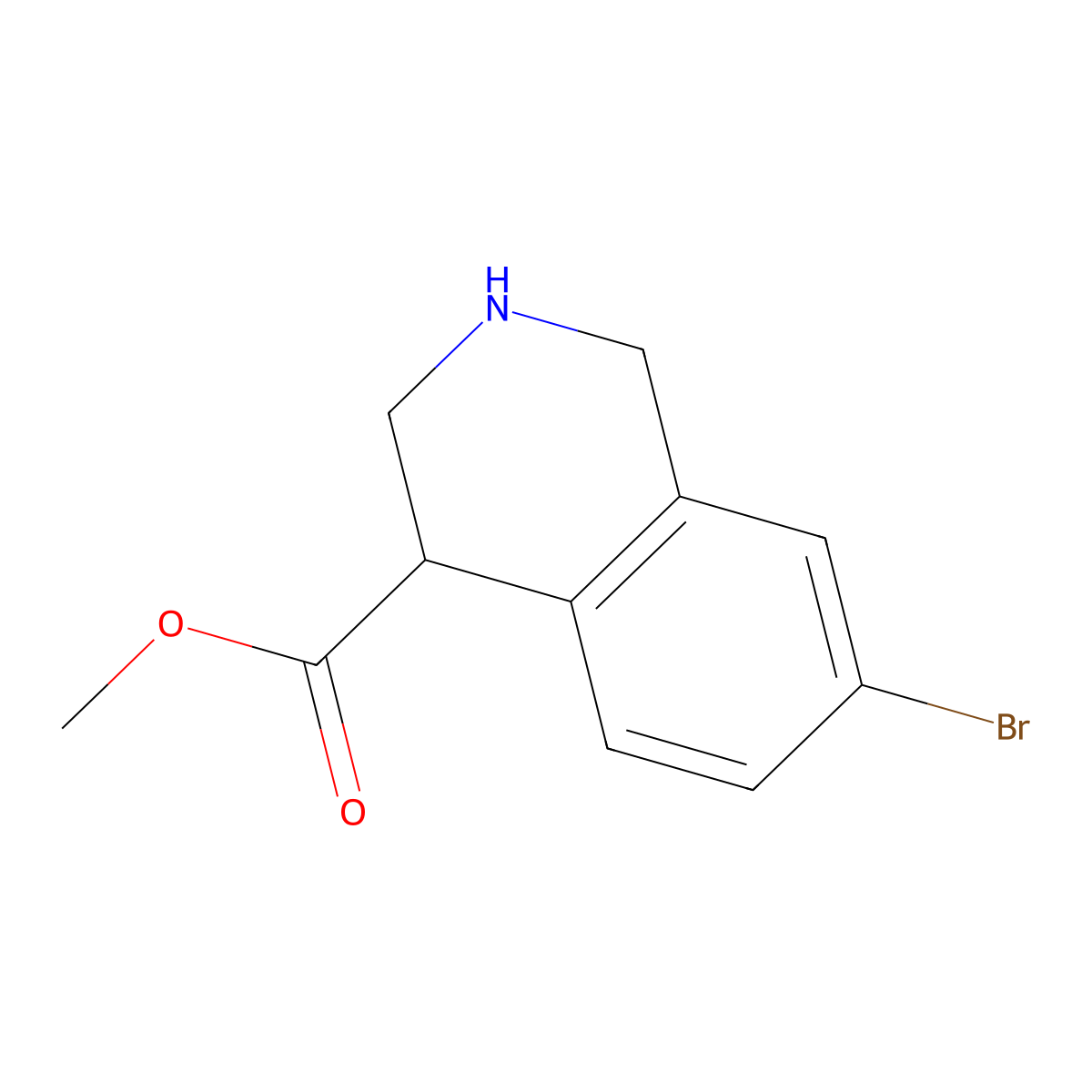 Methyl 7-bromo-1,2,3,4-tetrahydroisoquinoline-4-carboxylate molecular structure, CAS 1784336-71-5