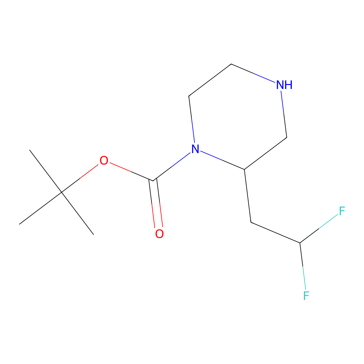 Tert-butyl 2-(2,2-difluoroethyl)piperazine-1-carboxylate molecular structure, CAS 1784337-73-0