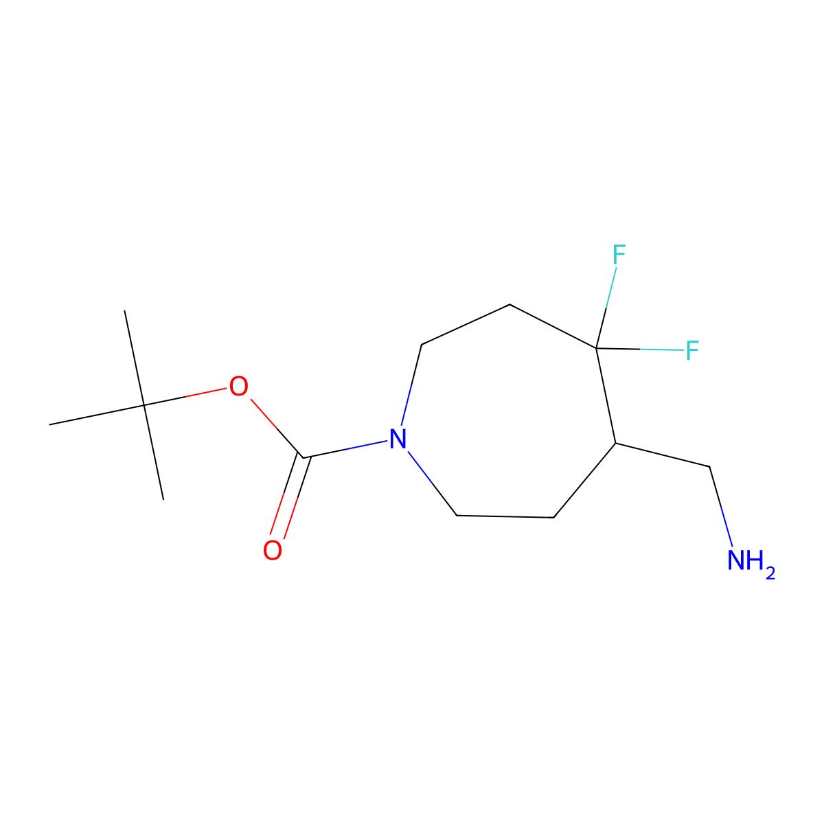 Tert-butyl 5-(aminomethyl)-4,4-difluoroazepane-1-carboxylate molecular structure, CAS 1784338-38-0
