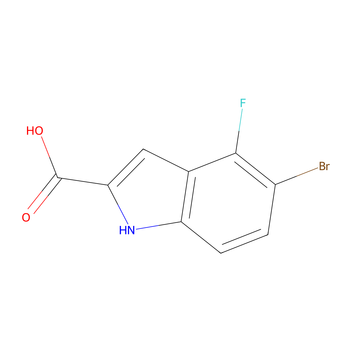 5-bromo-4-fluoro-1H-indole-2-carboxylic acid molecular structure, CAS 1784350-40-8