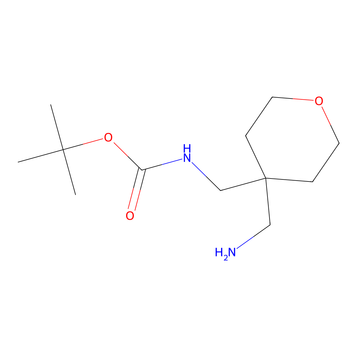 tert-Butyl N-{[4-(aminomethyl)oxan-4-yl]methyl}carbamate molecular structure, CAS 1784351-50-3