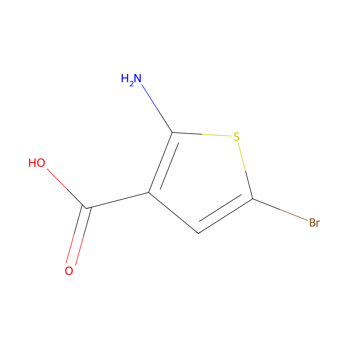 2-Amino-5-bromothiophene-3-carboxylic acid molecular structure, CAS 1784352-12-0