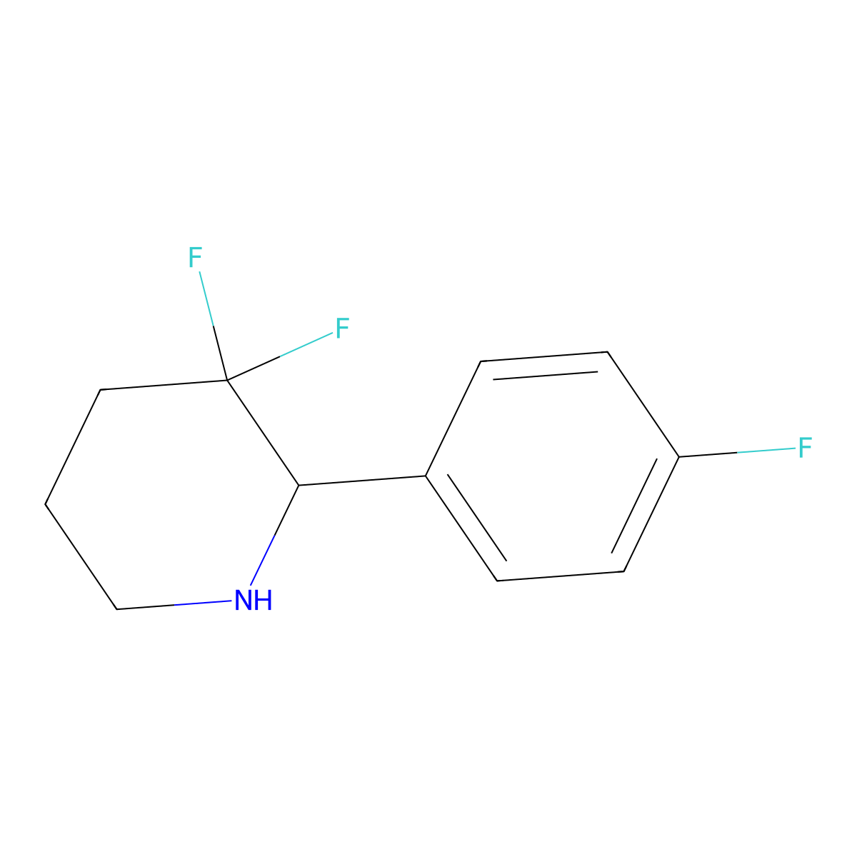 3,3-Difluoro-2-(4-fluorophenyl)piperidine molecular structure, CAS 1784356-59-7