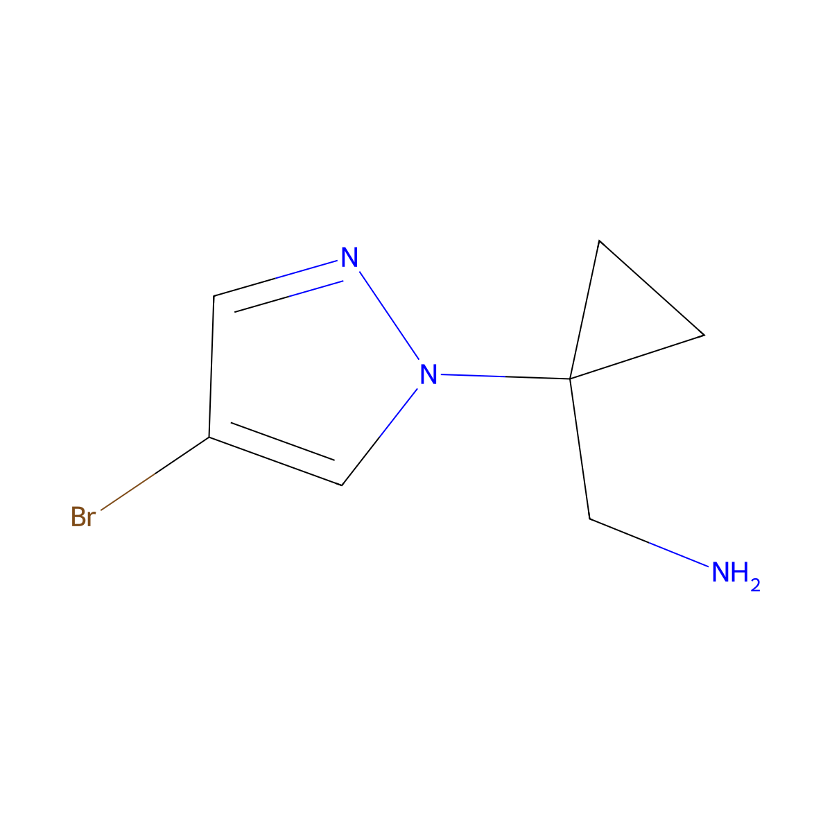 [1-(4-bromo-1H-pyrazol-1-yl)cyclopropyl]methanamine molecular structure, CAS 1784357-08-9