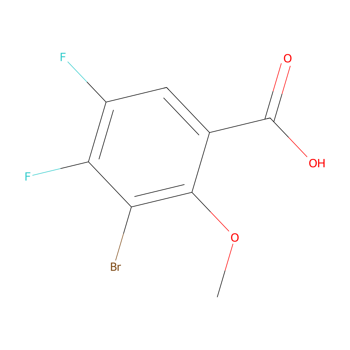 3-Bromo-4,5-difluoro-2-methoxybenzoic acid molecular structure, CAS 1784368-07-5
