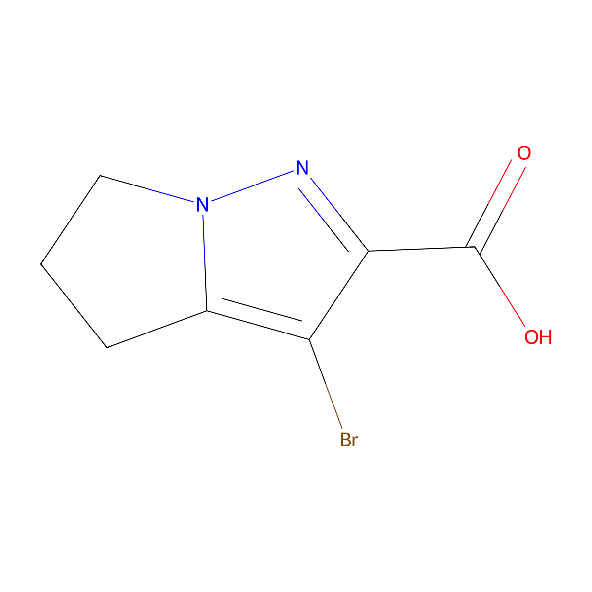 3-bromo-4H,5H,6H-pyrrolo(1,2-b)pyrazole-2-carboxylic acid molecular structure, CAS 1784369-94-3