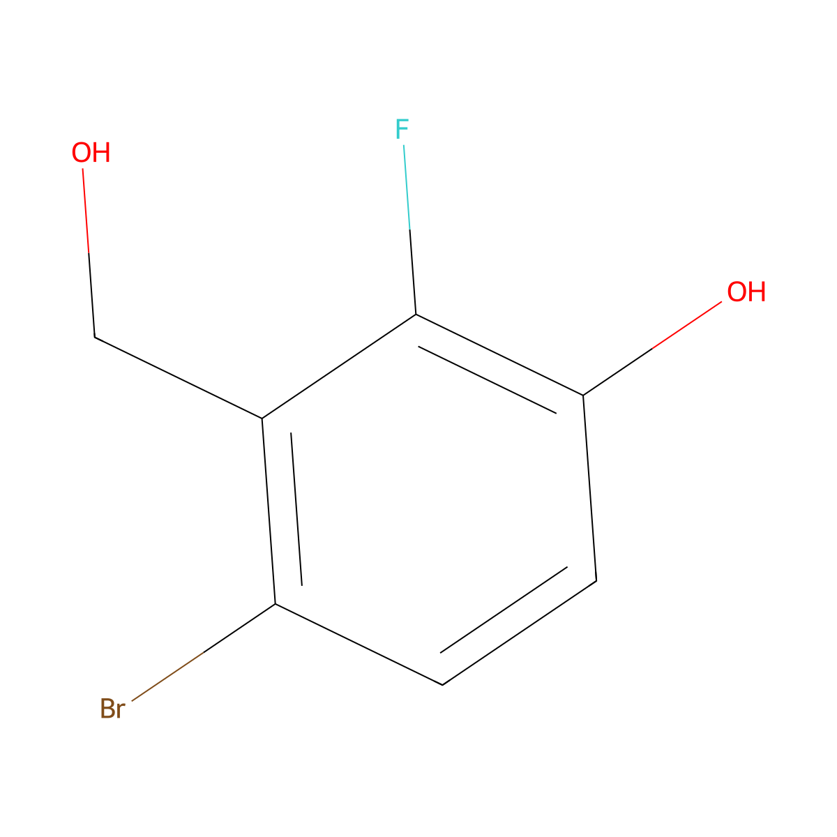 4-Bromo-2-fluoro-3-(hydroxymethyl)phenol molecular structure, CAS 1784377-68-9
