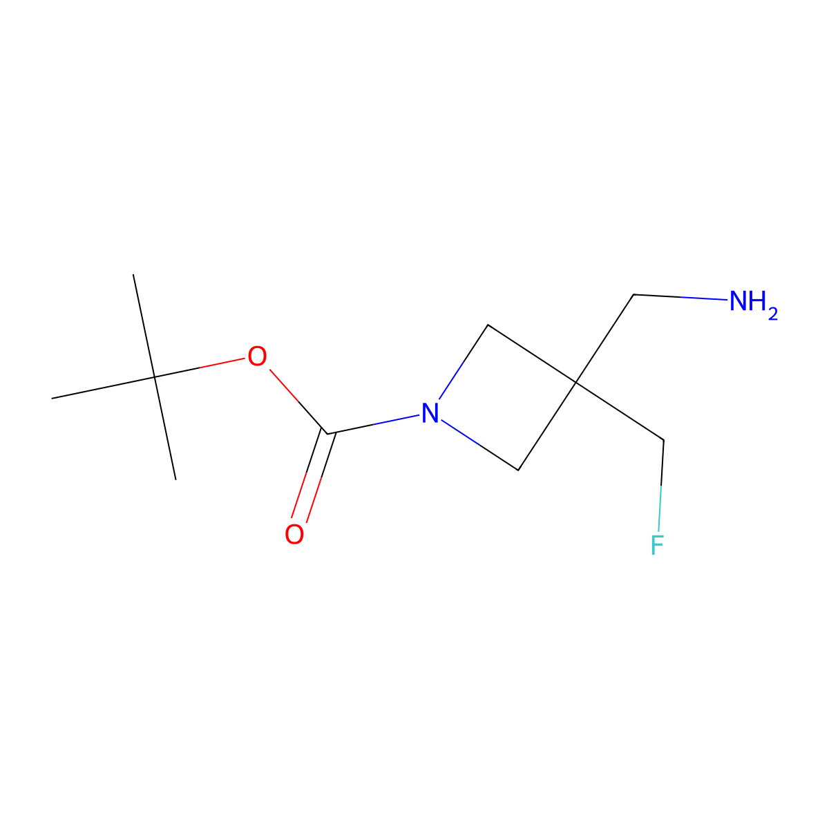 Tert-butyl 3-(aminomethyl)-3-(fluoromethyl)azetidine-1-carboxylate molecular structure, CAS 1784378-75-1