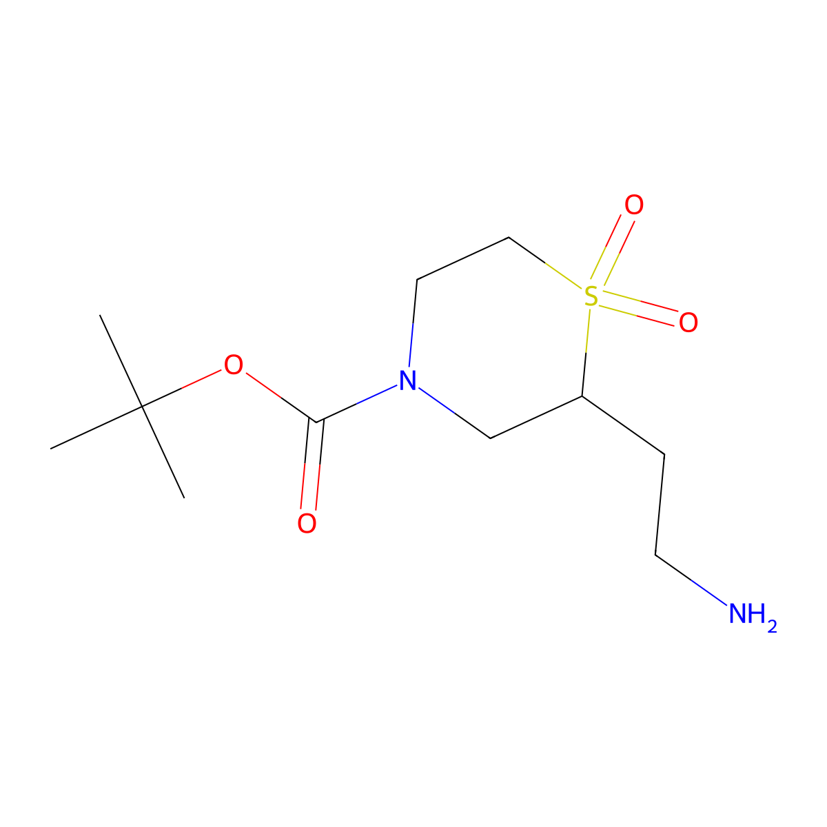 Tert-butyl 2-(2-aminoethyl)-1,1-dioxo-1lambda6-thiomorpholine-4-carboxylate molecular structure, CAS 1784378-85-3