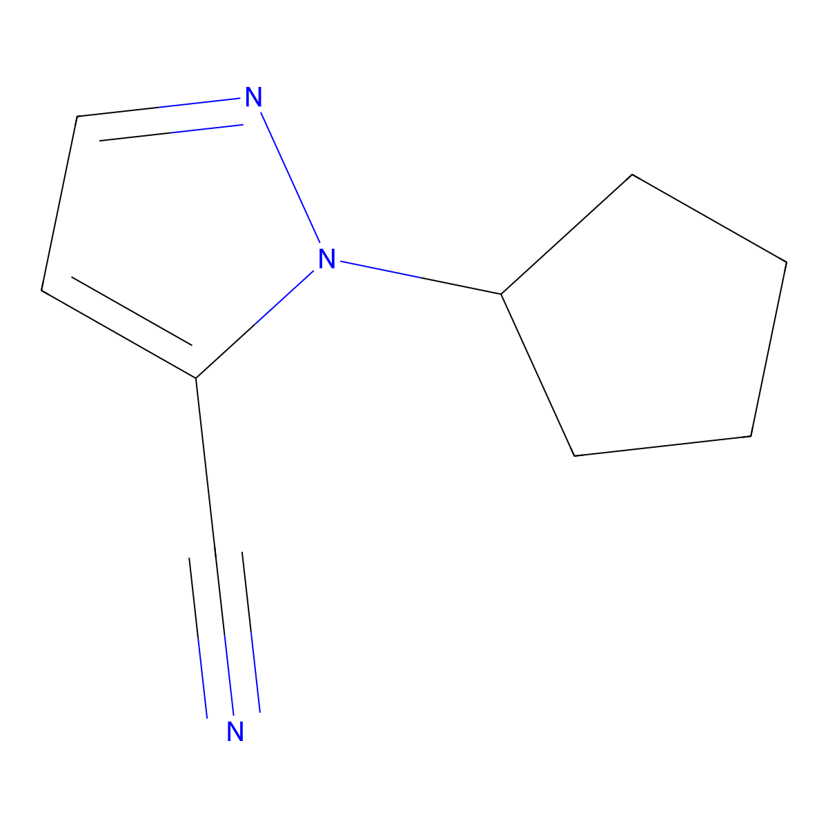 1-Cyclopentyl-1H-pyrazole-5-carbonitrile molecular structure, CAS 1784383-27-2