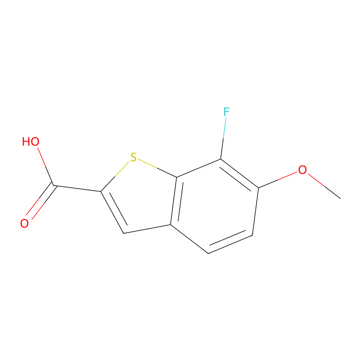 7-Fluoro-6-methoxy-1-benzothiophene-2-carboxylic acid molecular structure, CAS 1784386-23-7