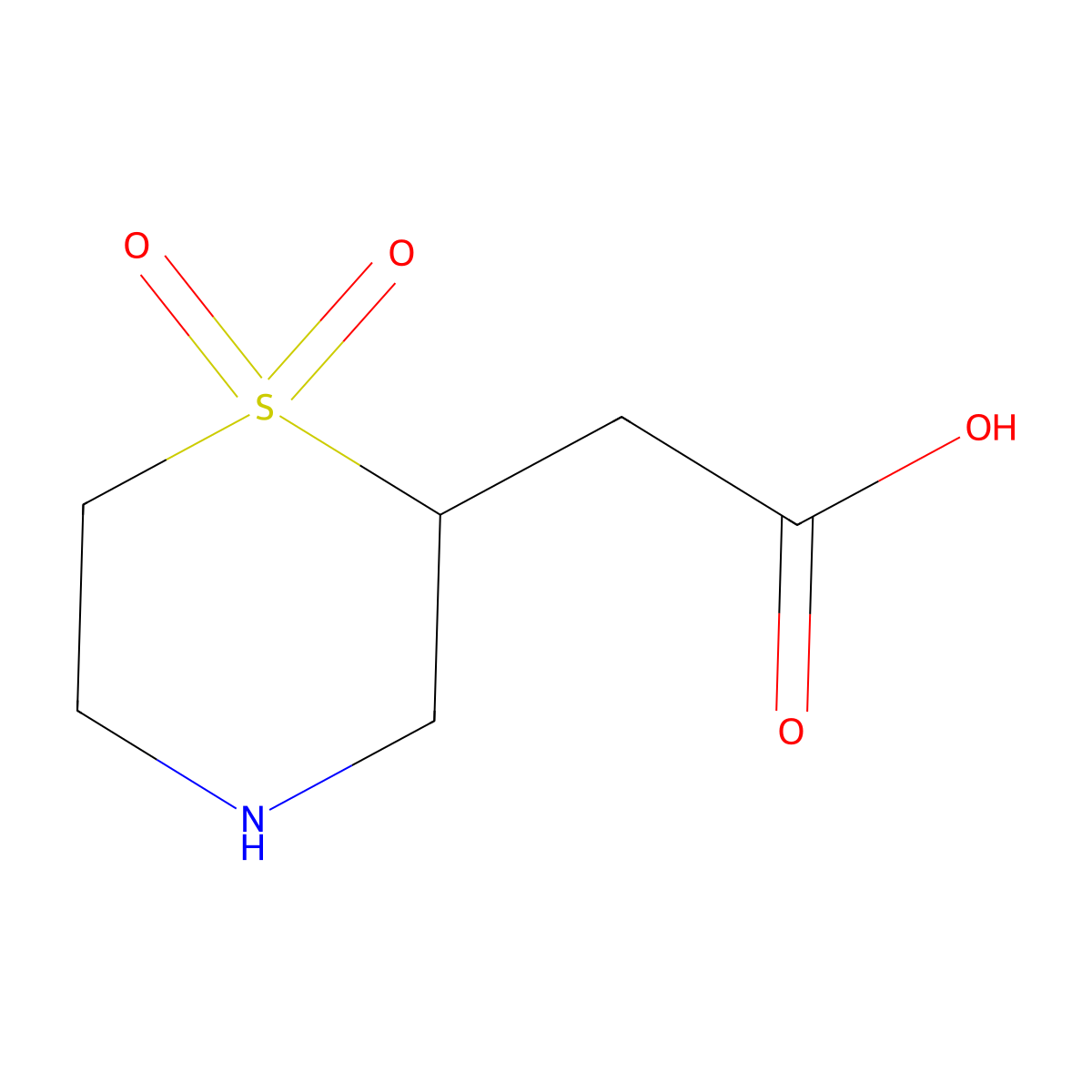 2-(1,1-Dioxo-1lambda6-thiomorpholin-2-yl)acetic acid molecular structure, CAS 1784387-13-8