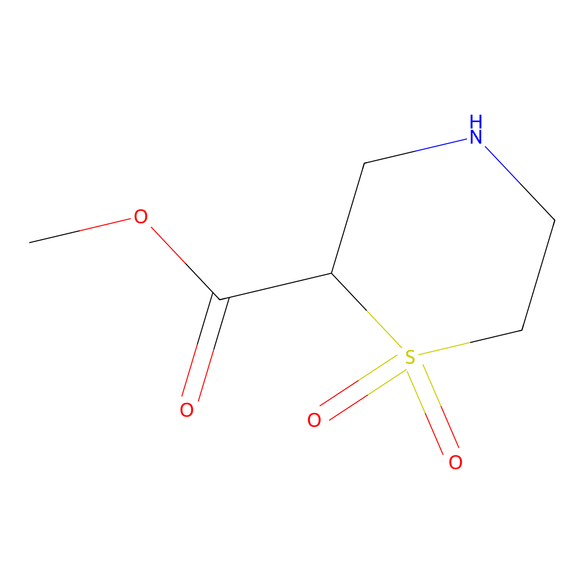 Methyl 1,1-dioxo-1lambda6-thiomorpholine-2-carboxylate molecular structure, CAS 1784387-44-5