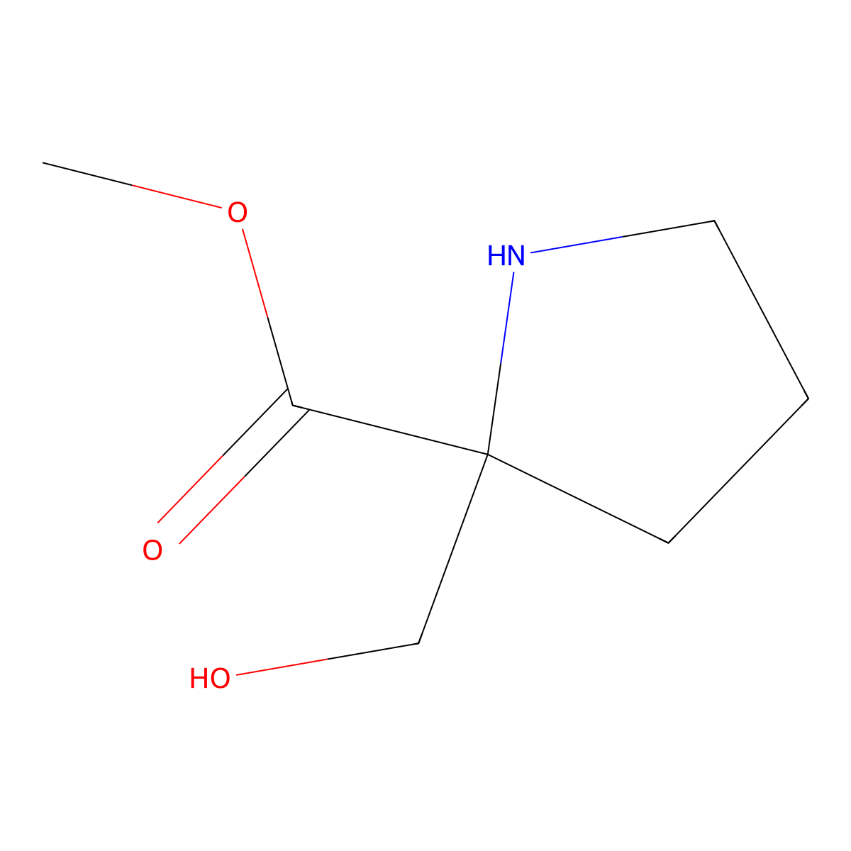 Methyl 2-(hydroxymethyl)pyrrolidine-2-carboxylate molecular structure, CAS 1784389-44-1