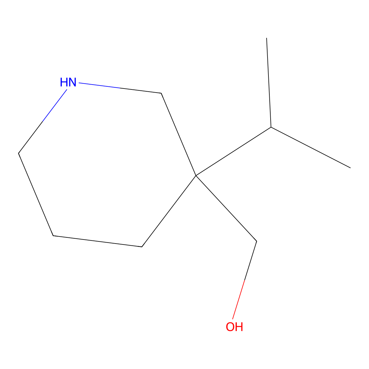 (3-(Propan-2-yl)piperidin-3-yl)methanol molecular structure, CAS 1784390-15-3
