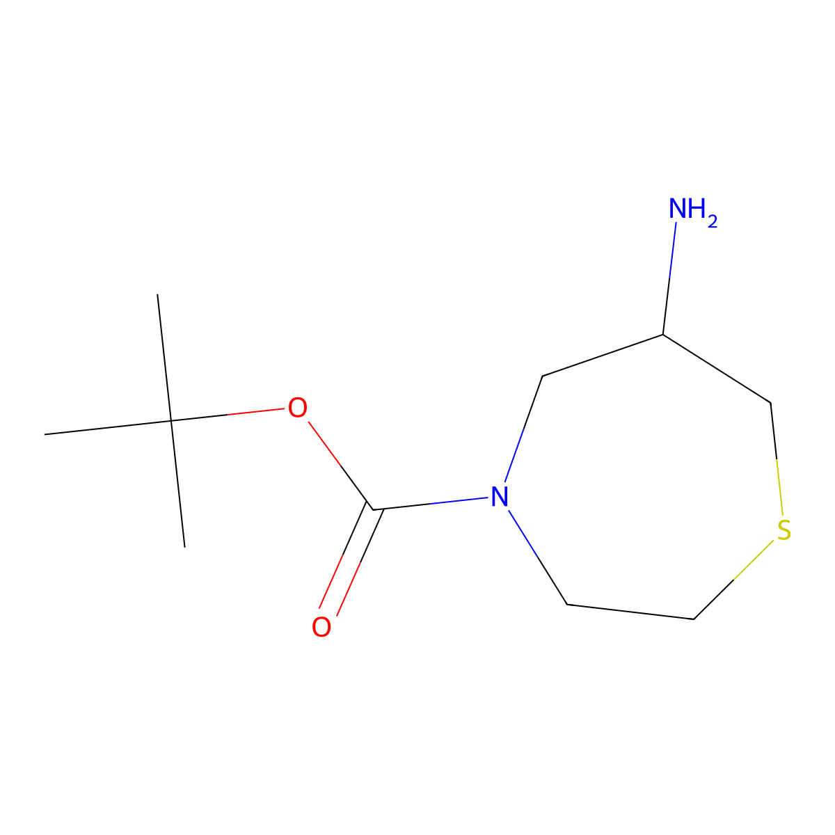 Tert-butyl 6-amino-1,4-thiazepane-4-carboxylate molecular structure, CAS 1784394-67-7