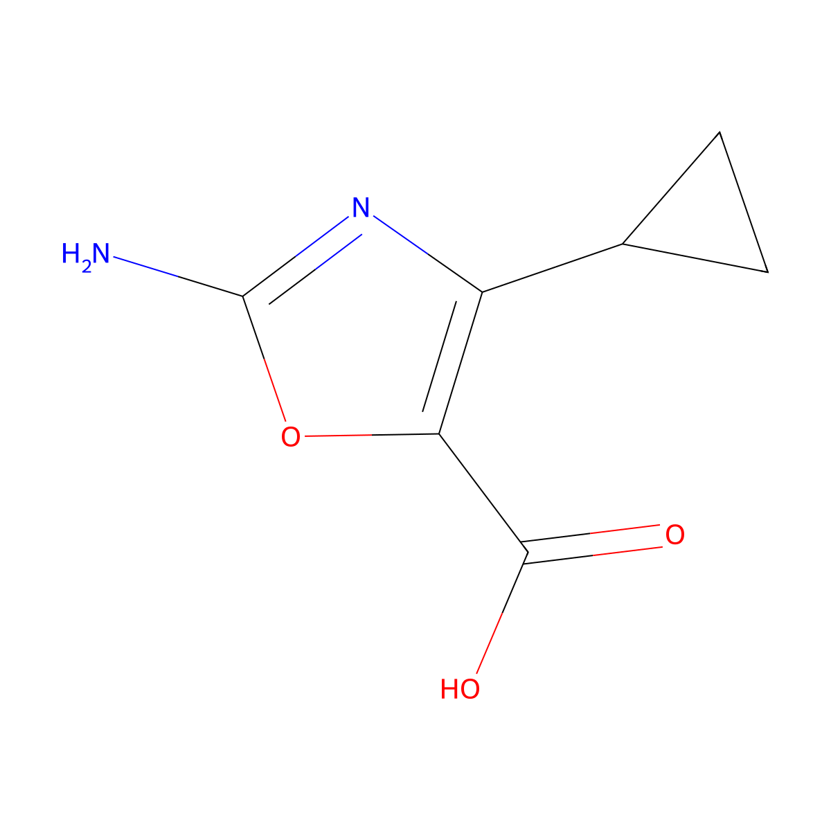 2-Amino-4-cyclopropyl-1,3-oxazole-5-carboxylic acid molecular structure, CAS 1784400-17-4