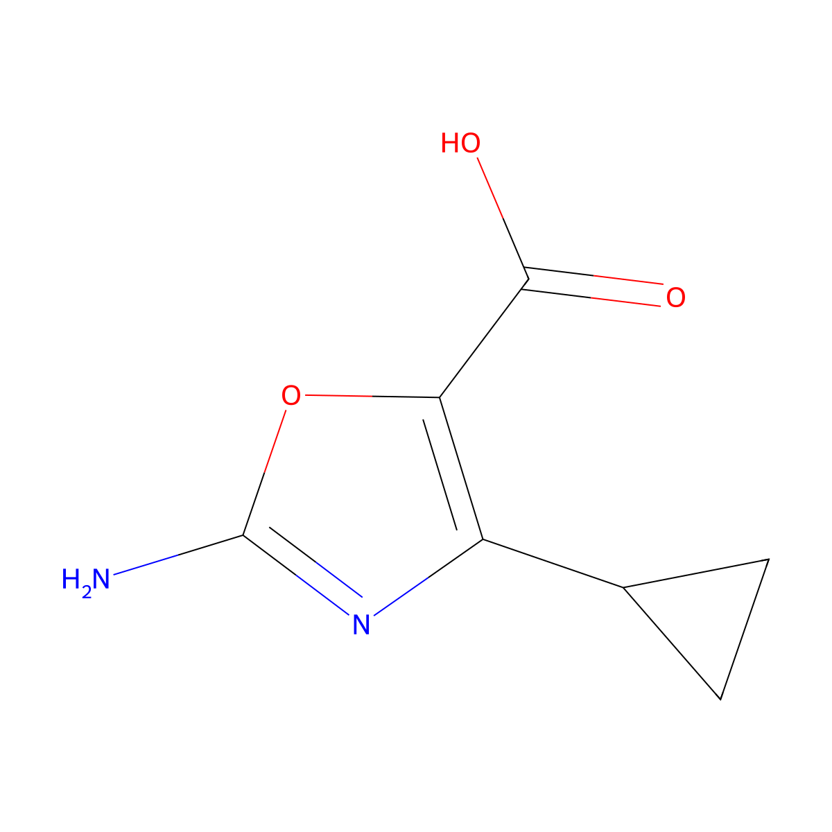 2-Amino-4-cyclopropyl-1,3-oxazole-5-carboxylic acid molecular structure, CAS 1784400-17-4