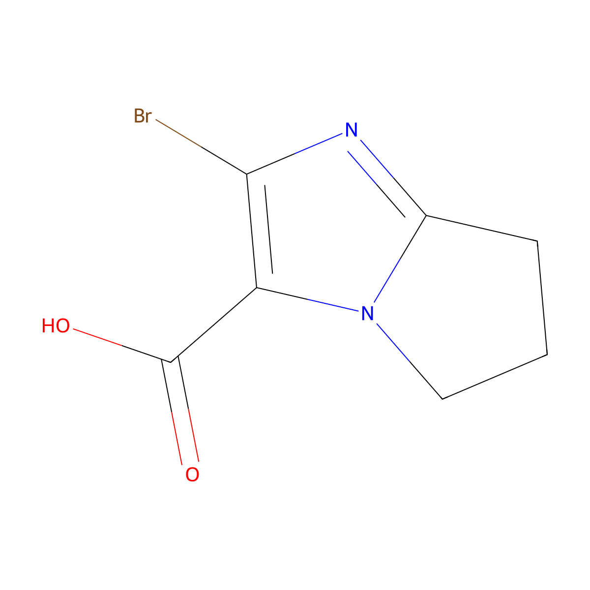 2-bromo-5H,6H,7H-pyrrolo(1,2-a)imidazole-3-carboxylic acid molecular structure, CAS 1784400-97-0