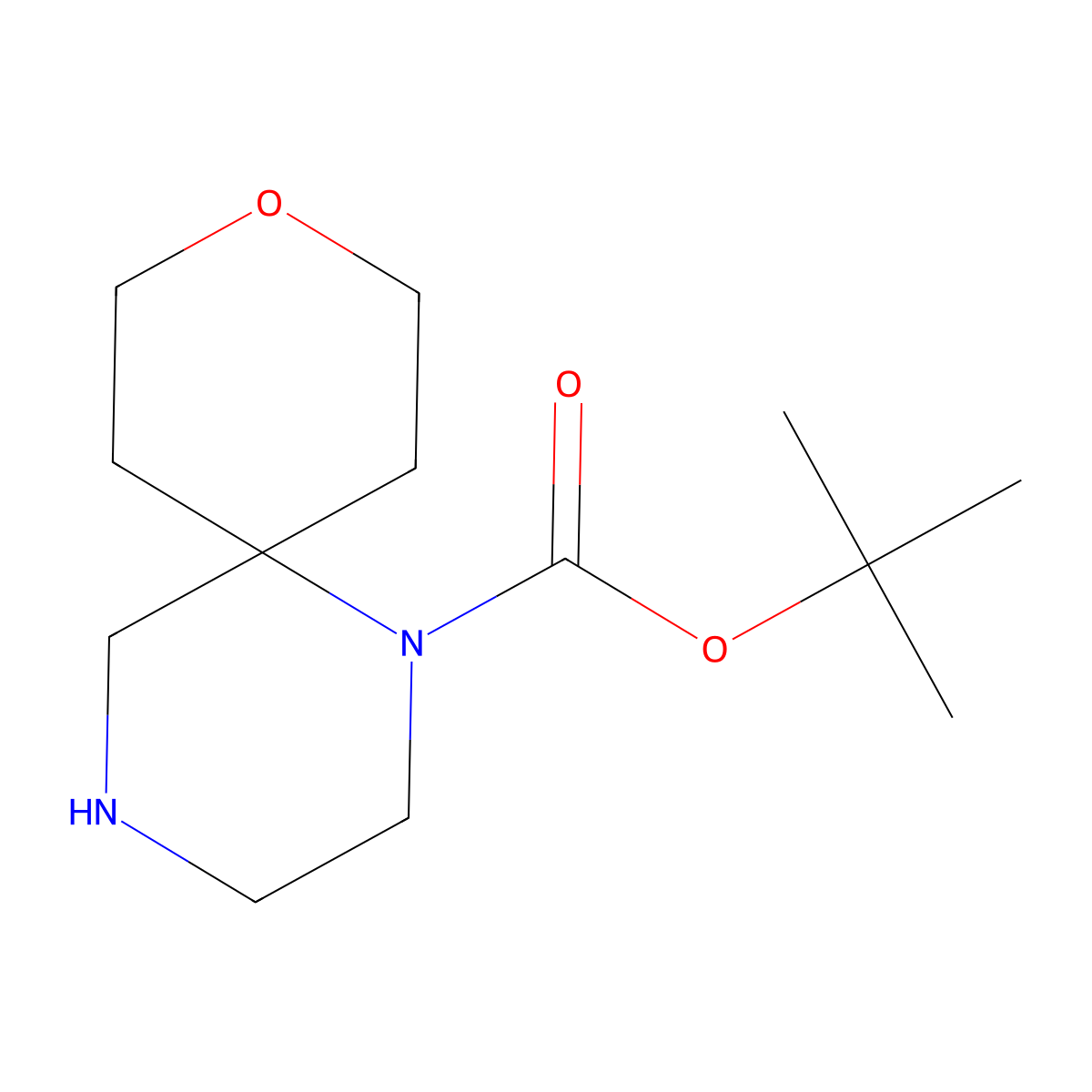 Tert-butyl 9-oxa-1,4-diazaspiro[5.5]undecane-1-carboxylate molecular structure, CAS 1784405-96-4