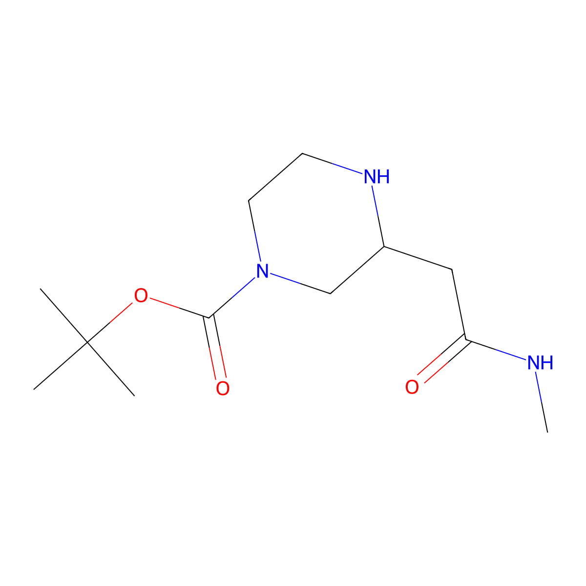 Tert-butyl 3-[(methylcarbamoyl)methyl]piperazine-1-carboxylate molecular structure, CAS 1784412-41-4