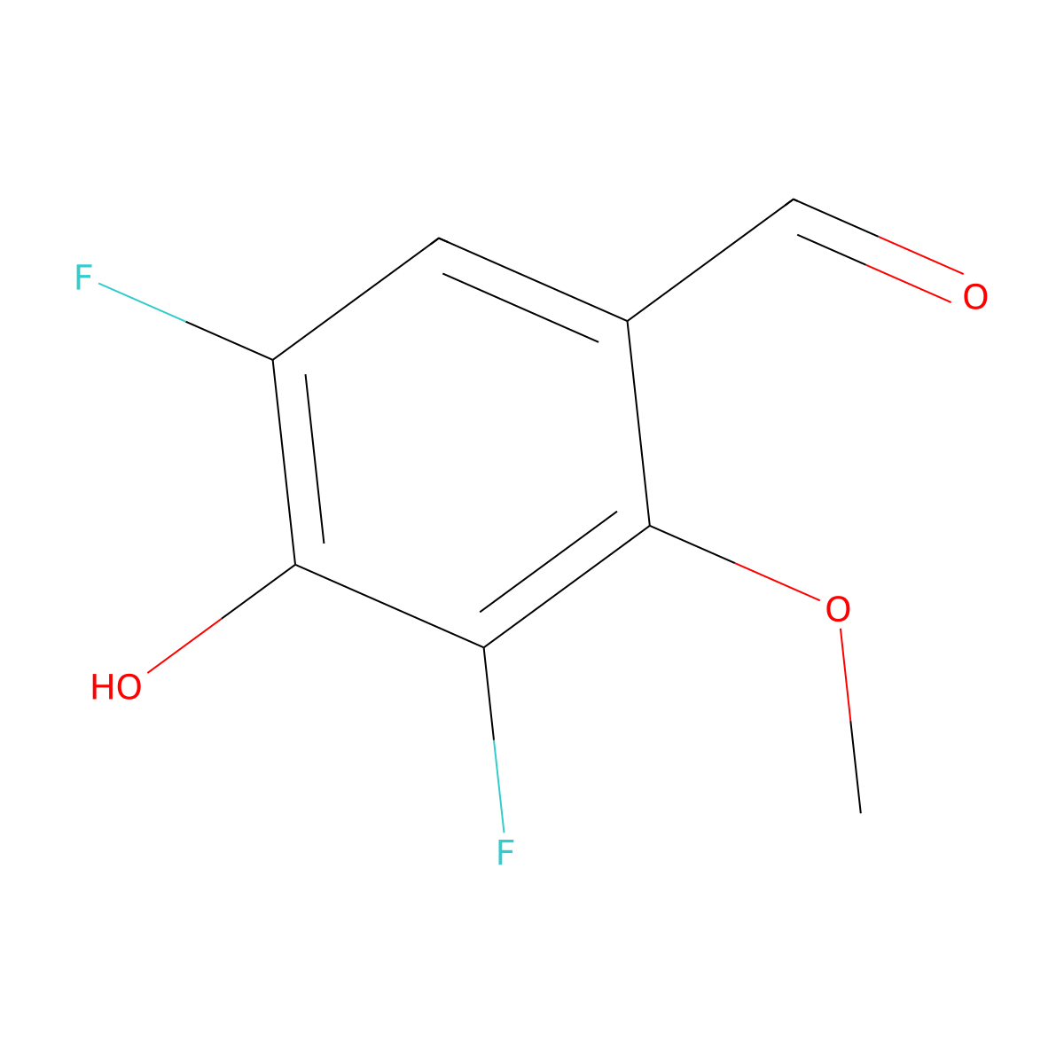 3,5-Difluoro-4-hydroxy-2-methoxybenzaldehyde molecular structure, CAS 1784413-84-8