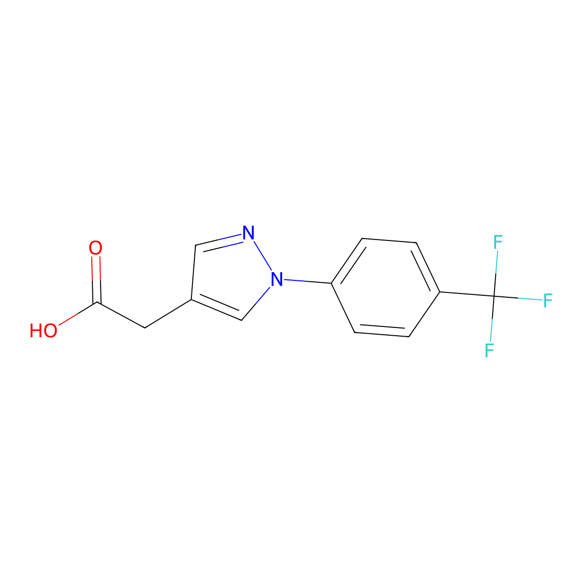 2-{1-[4-(trifluoromethyl)phenyl]-1H-pyrazol-4-yl}acetic acid molecular structure, CAS 1784417-09-9