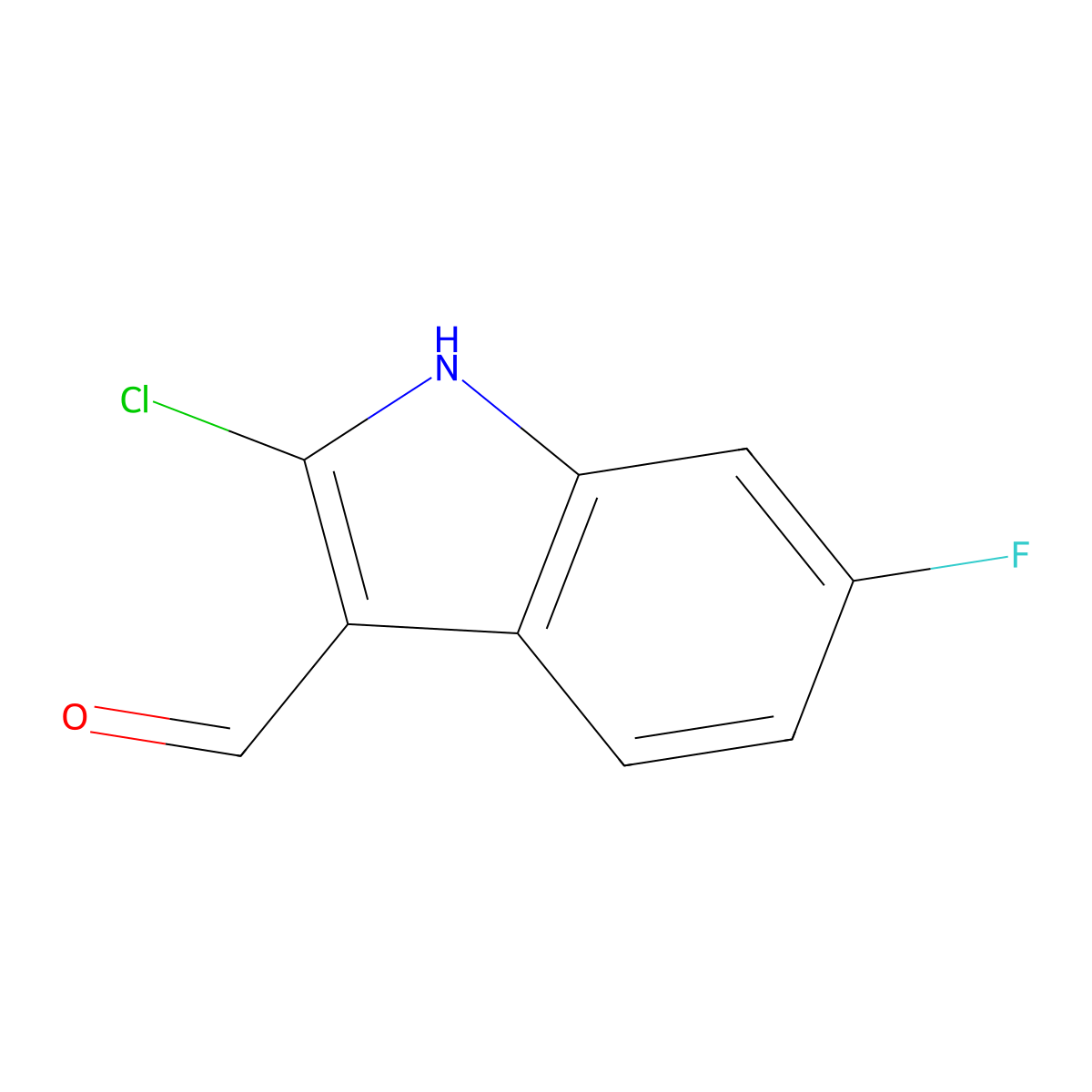 2-chloro-6-fluoro-1H-indole-3-carbaldehyde molecular structure, CAS 1784426-85-2