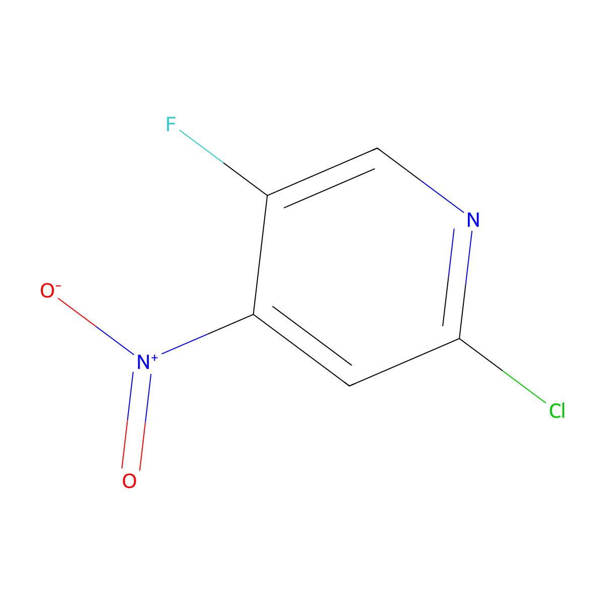 2-Chloro-5-fluoro-4-nitropyridine molecular structure, CAS 1784429-31-7