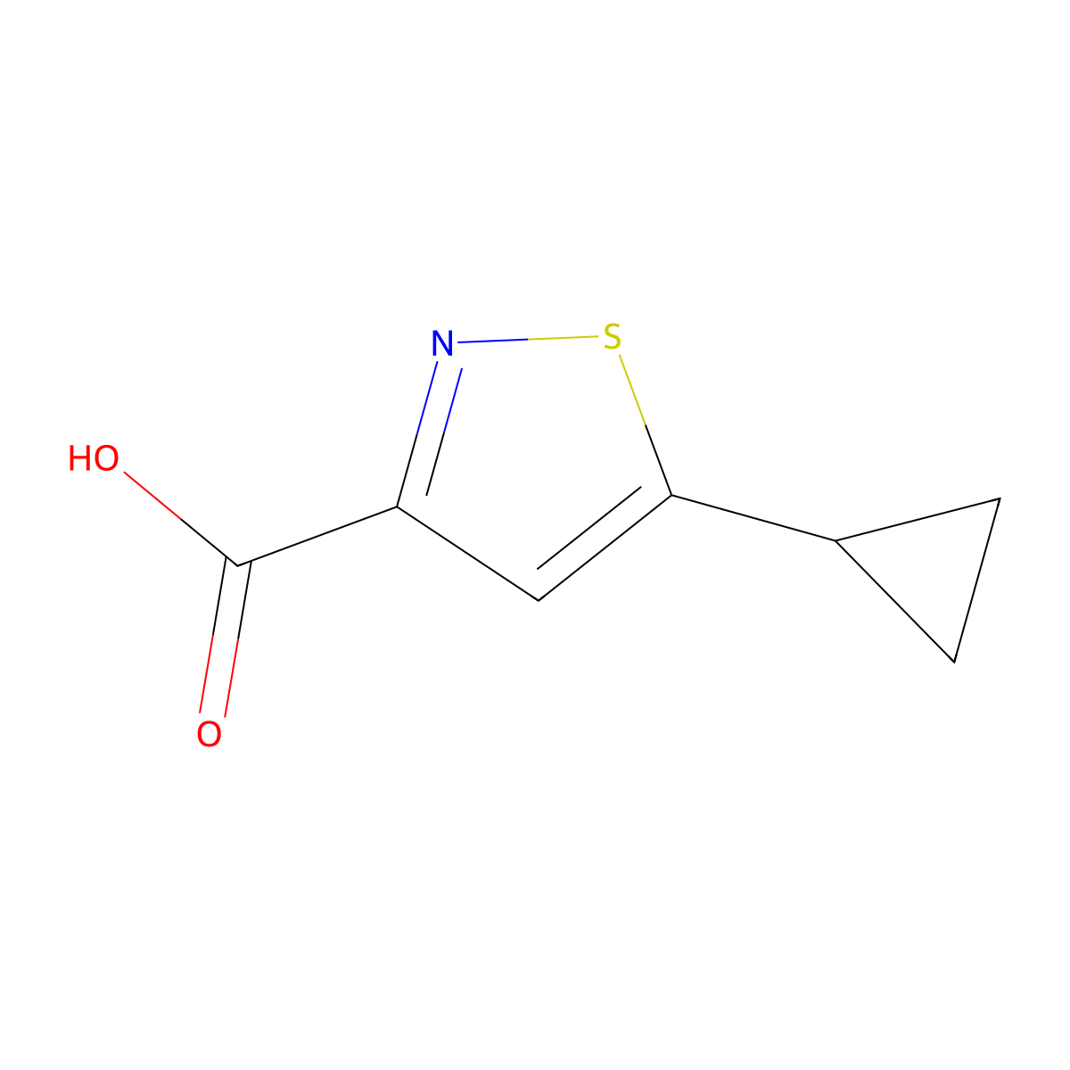 5-Cyclopropyl-1,2-thiazole-3-carboxylic acid molecular structure, CAS 1784449-61-1