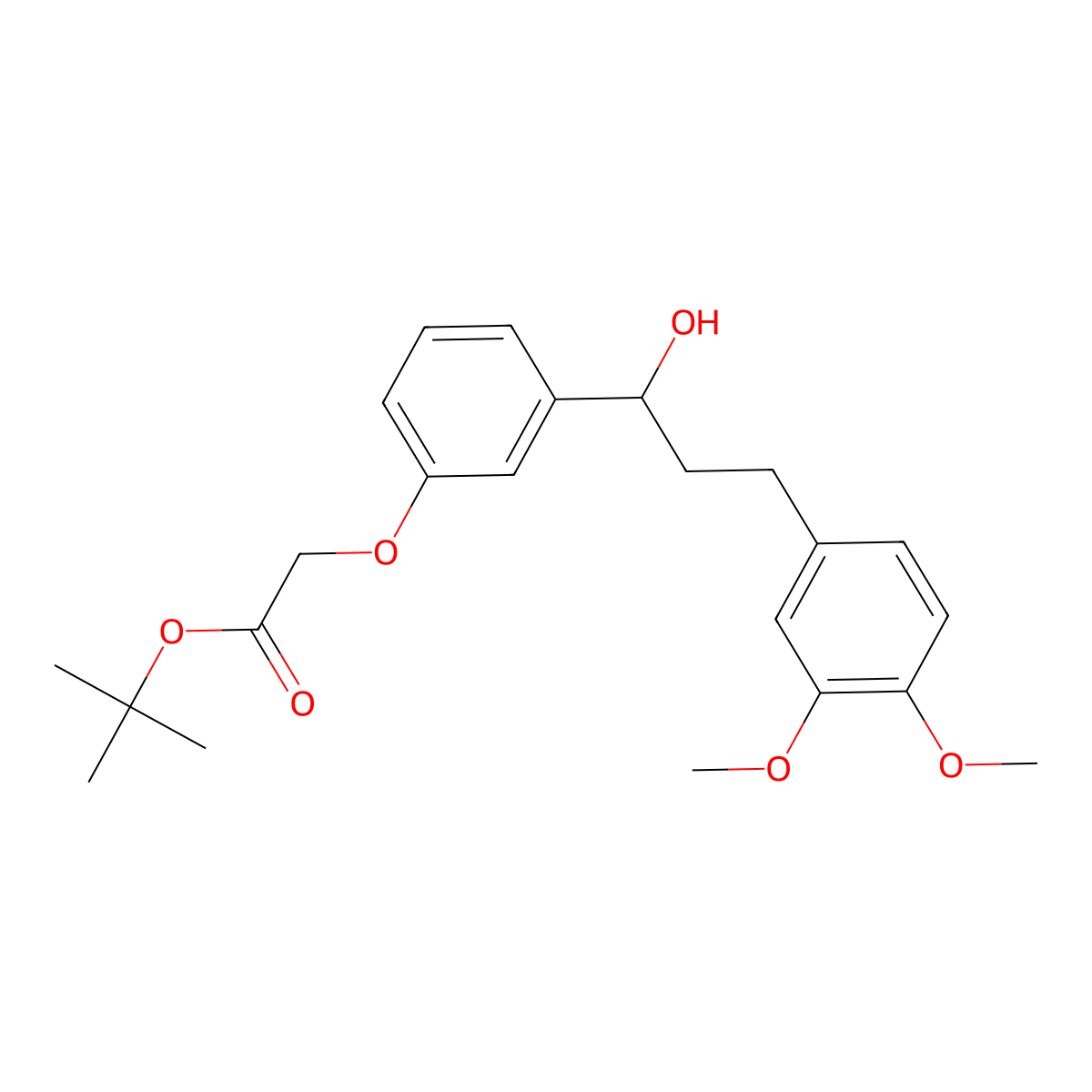 1,1-Dimethylethyl 2-[3-[(1R)-3-(3,4-dimethoxyphenyl)-1-hydroxypropyl]phenoxy]acetate molecular structure, CAS 178445-89-1