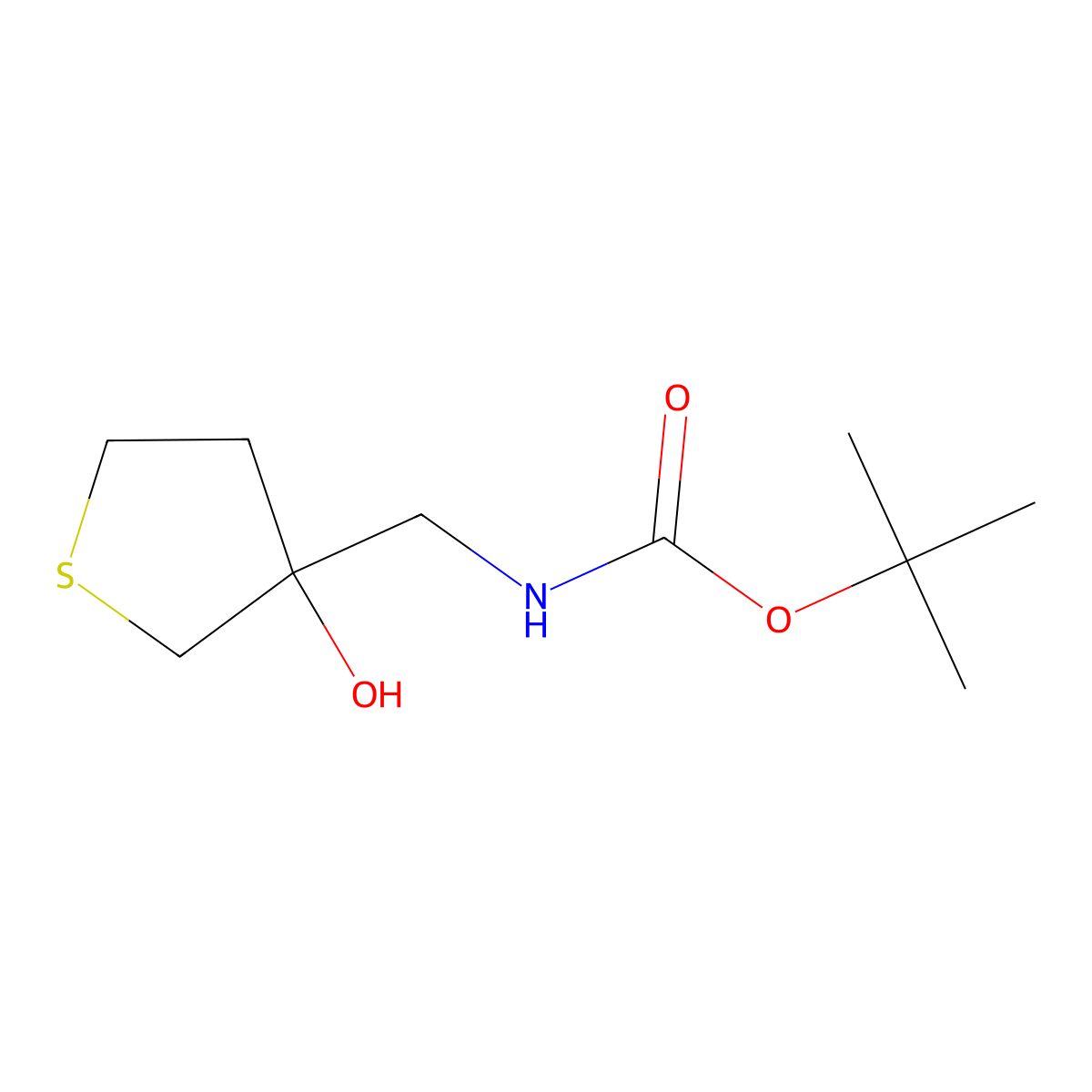 tert-butyl N-[(3-hydroxythiolan-3-yl)methyl]carbamate molecular structure, CAS 1784450-56-1