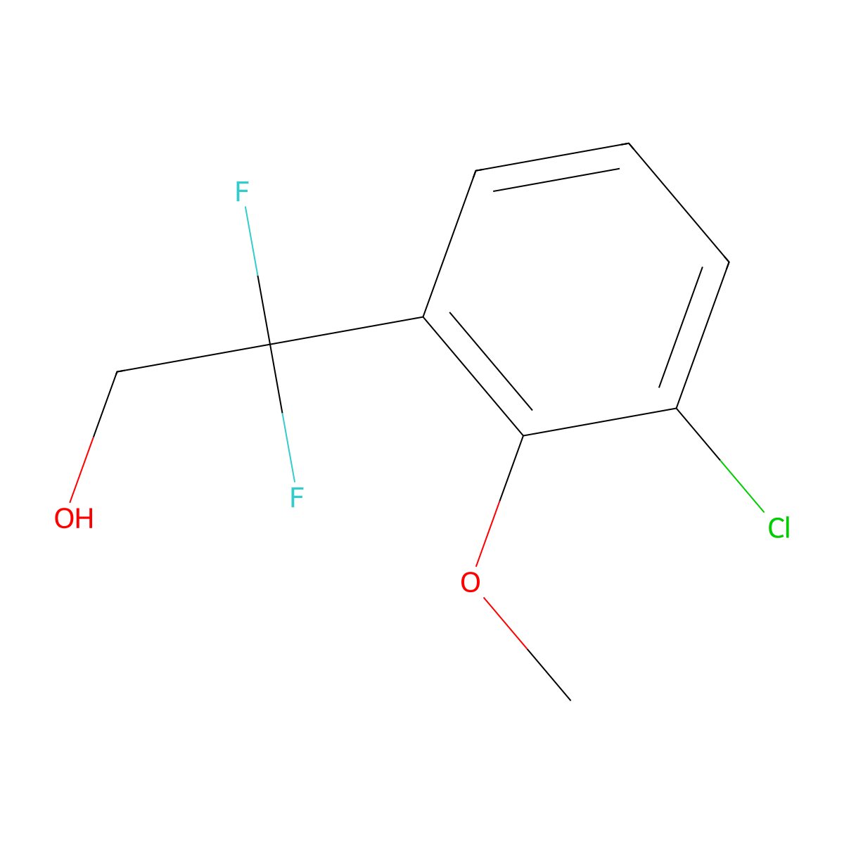 2-(3-Chloro-2-methoxyphenyl)-2,2-difluoroethan-1-ol molecular structure, CAS 1784469-49-3