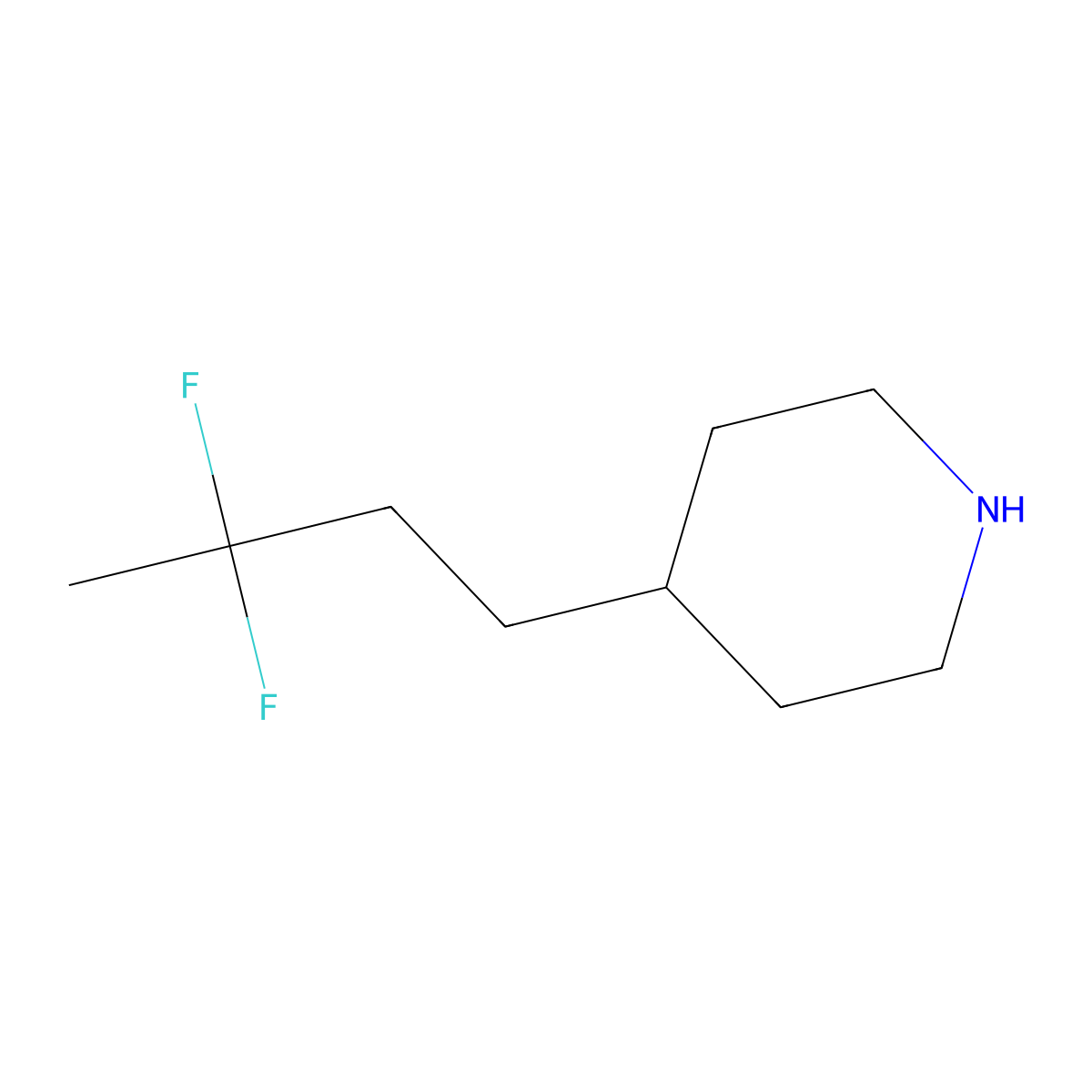 4-(3,3-Difluorobutyl)piperidine molecular structure, CAS 1784470-73-0