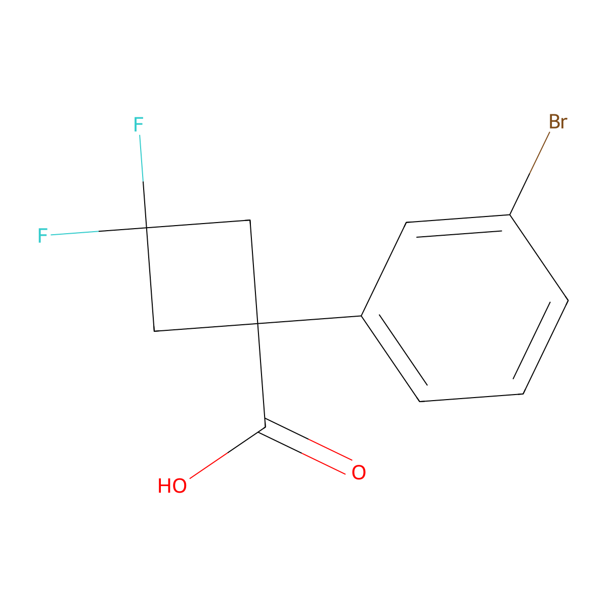 1-(3-Bromophenyl)-3,3-difluorocyclobutane-1-carboxylic acid molecular structure, CAS 1784485-46-6