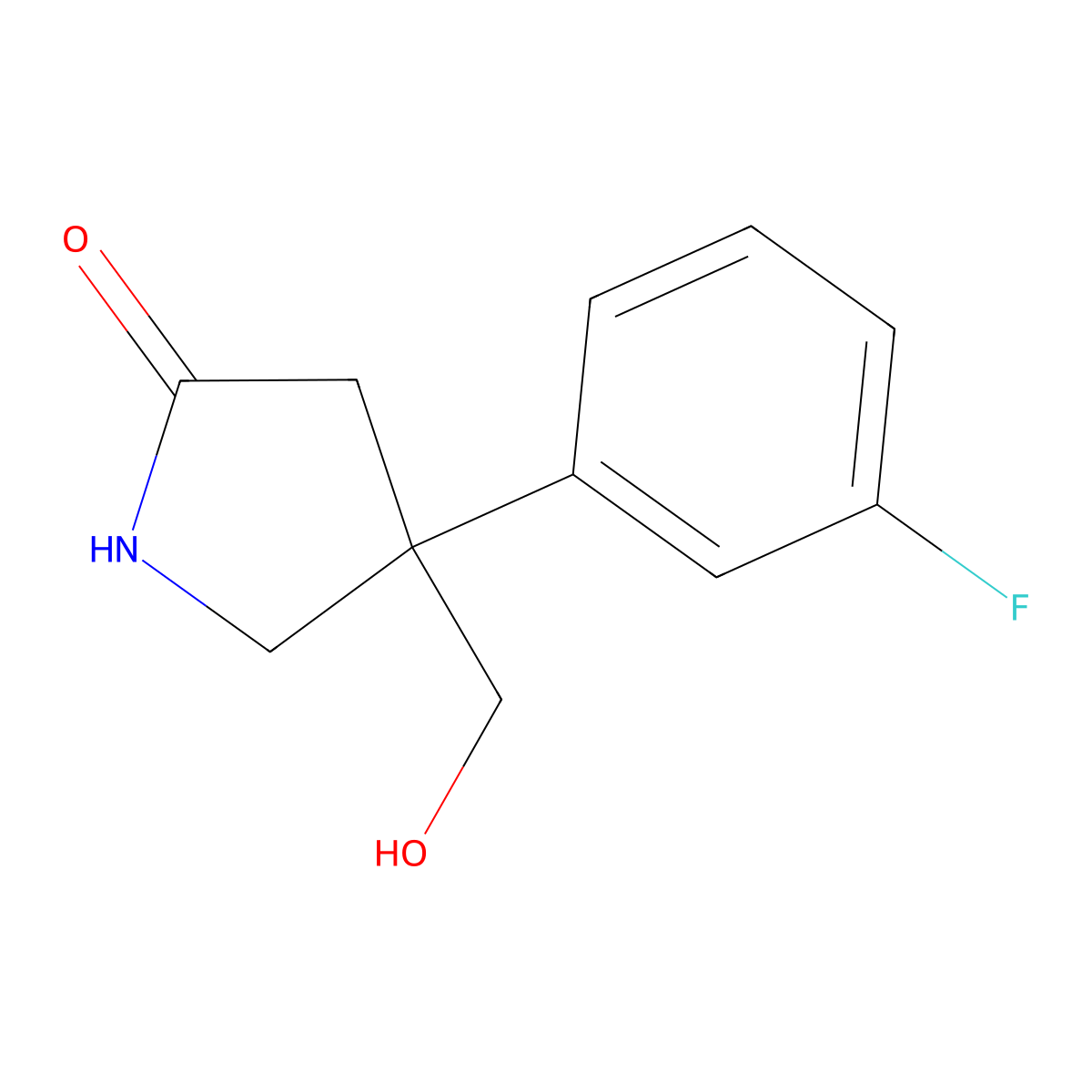 4-(3-Fluorophenyl)-4-(hydroxymethyl)pyrrolidin-2-one molecular structure, CAS 1784485-55-7